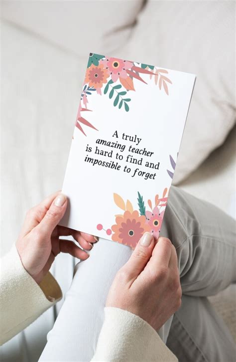 Floral Teachers Day Card Printable Gift For Teacher World Teachers Day