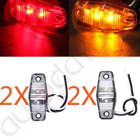 Find 2pair Led Light Diode Red Amber Clearance Side Marker Trailer Light Clear Cover In Pomona