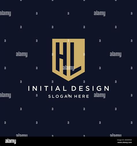 Hl Monogram Initials Logo Design With Shield Icon Template Stock Vector