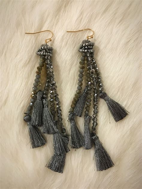 Zoey ” Crystal And Tassel Earrings Gray Ale Accessories