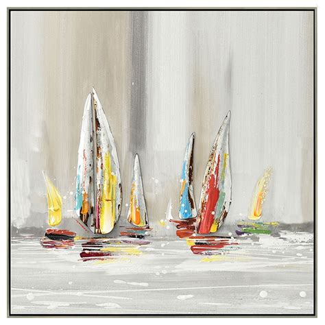 Tableau Contemporain Marin Voiliers Multicolores Voiles M Tal