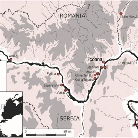 Map Of The Mesolithic Sites In The Iron Gates Region Mentioned In The