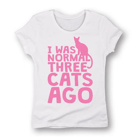 I Was Normal Three Cats Ago LOL Funny Cat Lady Humor Novelty Tee Womens