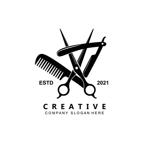 Barber Tool Scissors Logo Icon Background Symbol Vector Art At