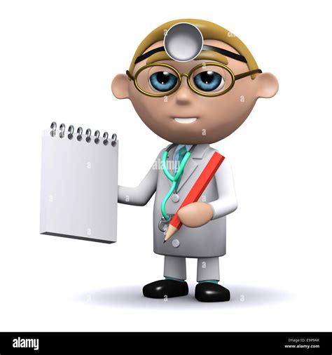 3d Doctor With Notepad And Pencil Stock Photo Alamy