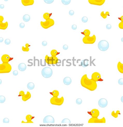 Rubber Duck Bubbles Seamless Pattern Bath Stock Vector Royalty Free