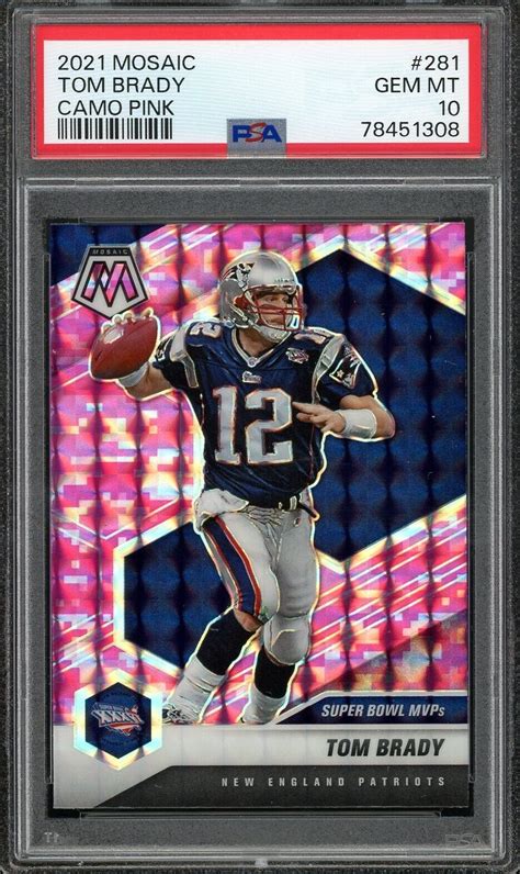 2021 Panini Mosaic Tom Brady Super Bowl MVPs Camo Pink Prizm PSA 10 Gem