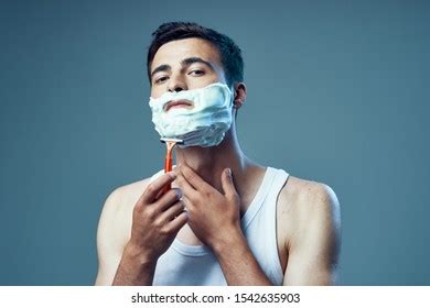 Macho Man Naked Torso Has Shaving Stock Photo Shutterstock