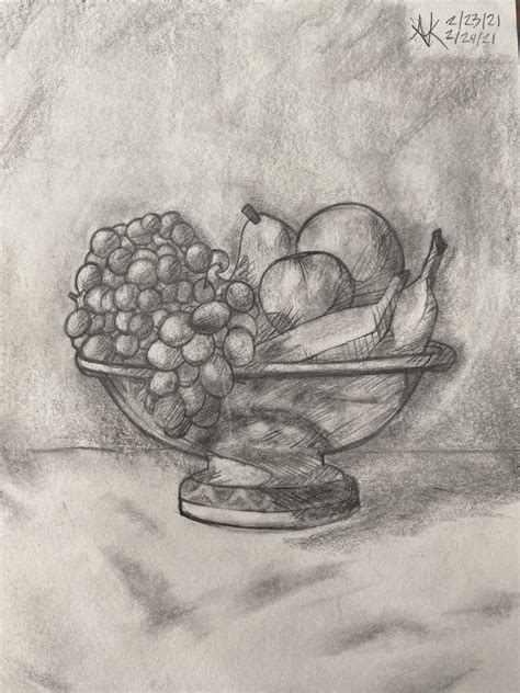 Fruits In Bowl Me Graphite Pencil 2021 Scrolller