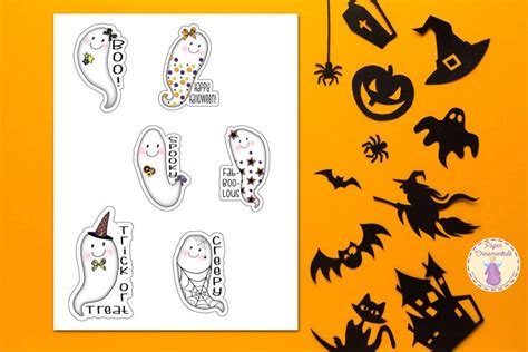 Stickers, Printable Halloween Ghost Stickers