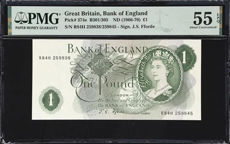 Great Britain Bank Of England 1 Pound Nd 1966 70 P 374e B305