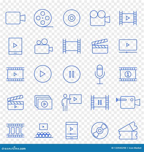 Multimedia Icon Set 25 Vector Icons Pack Stock Illustration