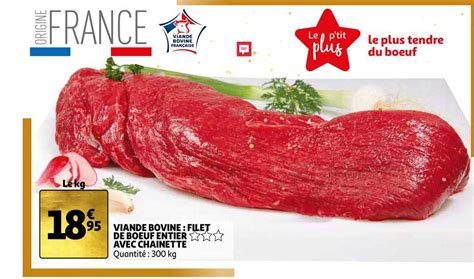 Promo Viande Bovine Filet De Bœuf Entier Avec Chainette chez Auchan