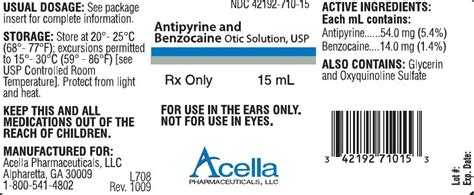 Acella Antipyrine and Benzocaine Otic Solution: Package Insert ...