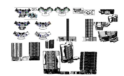 Plan And Sectional Detail Of High Rise Building 2d View Layout File In Autocad Format Cadbull