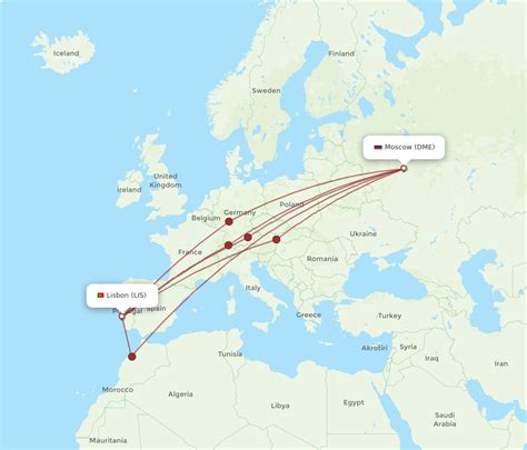 All Flight Routes From Moscow To Lisbon DME To LIS Flight Routes