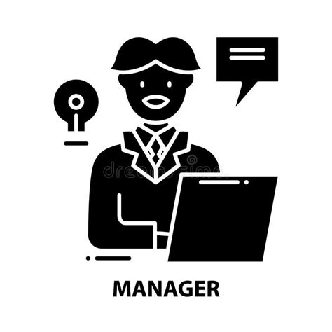 Manager Icon Black Vector Sign With Editable Strokes Concept