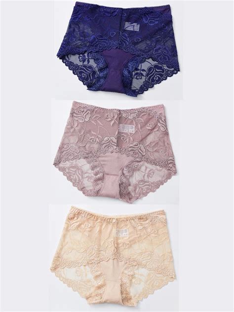 Mid Rise Sexy Lace Panties Plus Size Zolucky