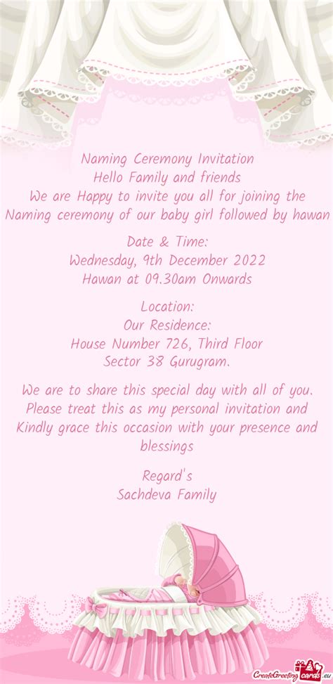 Naming Ceremony Of Our Baby Girl Followed By Hawan Free Cards