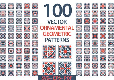 100 Geometric Seamless Svg, Ornamental Patterns Svg, Geometric Pattern ...