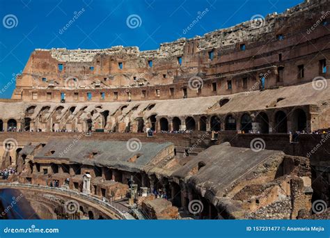 View Of The Seating Areas And The Hypogeum Of The Ancient Colosseum In