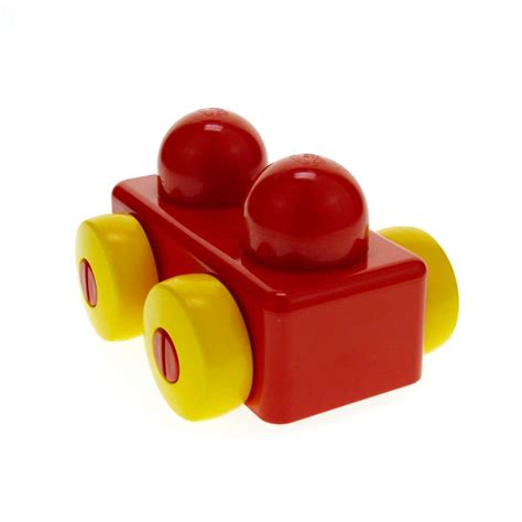 1 x Lego Duplo Primo Auto Fahrzeug Wagen rot Räder gelb Baustein Baby