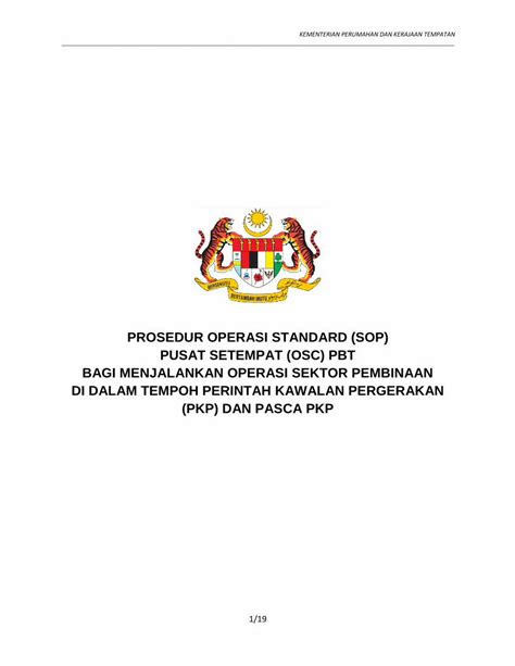 Pdf Prosedur Operasi Standard Sop Pusat Setempat Dokumen Tips