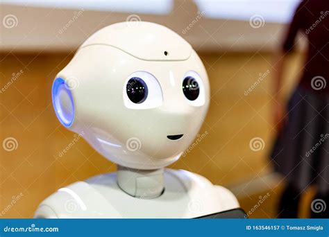 Pepper - the Japanese Semi Humanoid Robot Assistant Closeup on Face ...