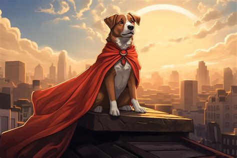 Premium AI Image | Comic book illustration of superhero dog wearing red ...