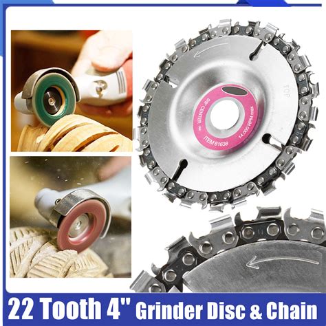 New 4 Inch 16mm Grinder Chain Disc 22 Tooth Wood Carving Disc For 100