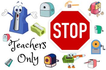 Stop Teachers Only Colorful Cute Pencil Sharpener Sign All Grades And