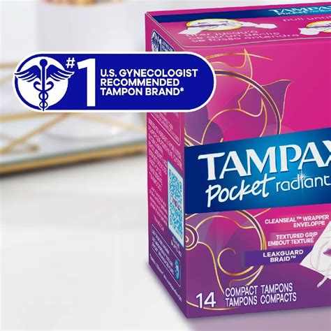 Tampax Pocket Radiant Regular Compact Tampons 14s Feminine Care