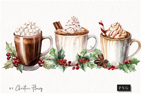 Watercolor Hot Cocoa Clipart Watercolor
