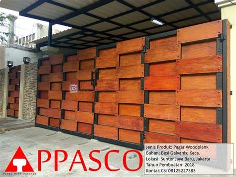 Pagar Minimalis Woodplank Kaca Motif Kayu GRC di Sunter Jakarta - Jual Kanopi Tralis