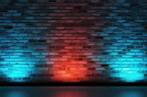Premium Photo Brick Wall Background Neon Light Brick Wall Background
