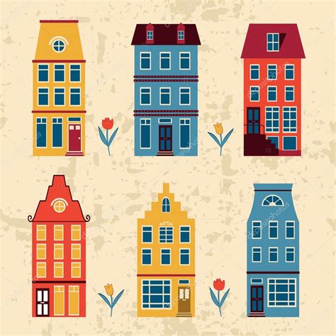 Cute Amsterdam Houses Set Stock Vector By ©japanez 70038265