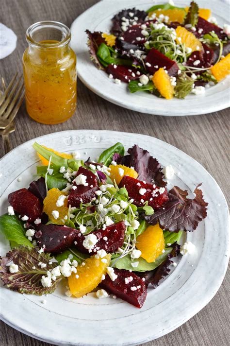 Beet Salad With Goat Cheese And Orange Vinaigrette Dressing Wonkywonderful