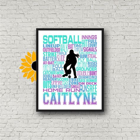 Personalized Softball Poster Typography Softball T Ideas T For Softball Players