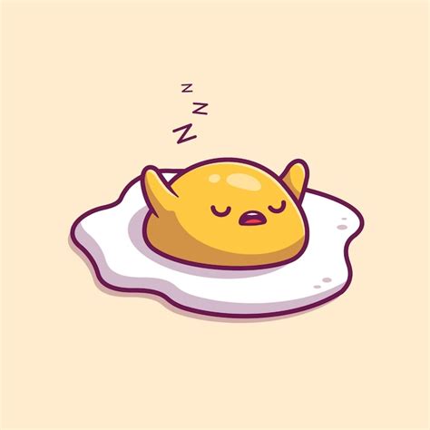 Lindo Huevo Frito Durmiendo Dibujos Animados Vector Icono Ilustraci N