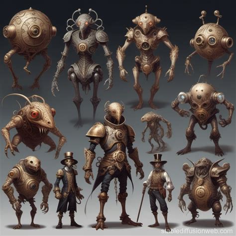 Collection Of Unique Clockwork Dnd Humanoids Stable Diffusion Online