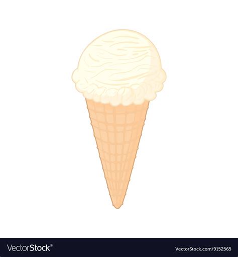 Vanilla Ice Cream Cone Icon Cartoon Style Vector Image