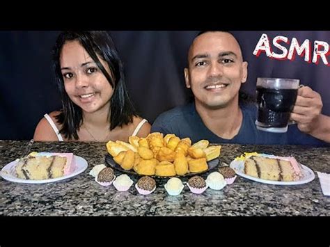 ASMR EATING SALGADOS BOLO E DOCINHOS DE FESTA COCA COLA MUKBANG