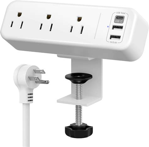 Wall Mount Power Strip 656 Ft Extension Cord Flat Plug