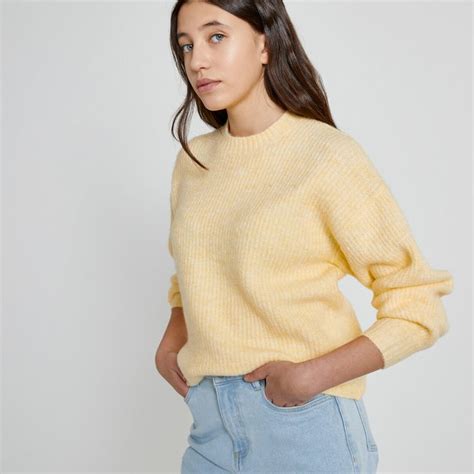 Pull Loose Col Rond En Grosse Maille La Redoute Collections Jaune