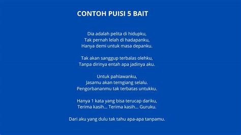 12 Contoh Puisi 5 Bait Berbagai Tema Mulai Dari Pendidikan Hingga Cinta