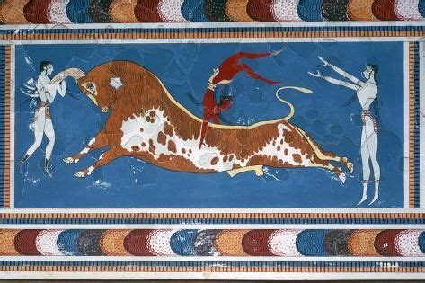 'Reconstruction of the 'Bull-leaping' fresco from the Minoan Royal ...