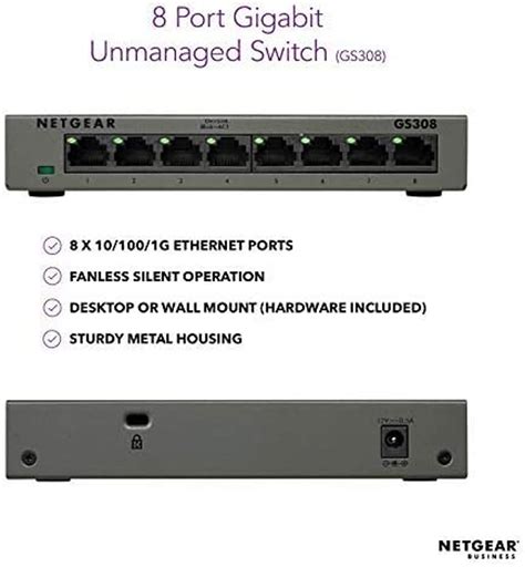 8-Port Gigabit Ethernet Unmanaged Switch (GS308) - Desktop, Sturdy ...