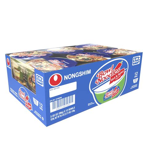 Nong Shim Hot And Spicy Noodles Bowl 3 03 Oz 12 Ct