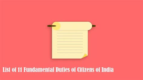 List Of Fundamental Duties 11 Fundamental Duties Taken From Importance