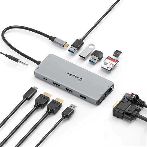 Hub USB C estación de acoplamiento tipo C 12 en 1 de triple pantalla